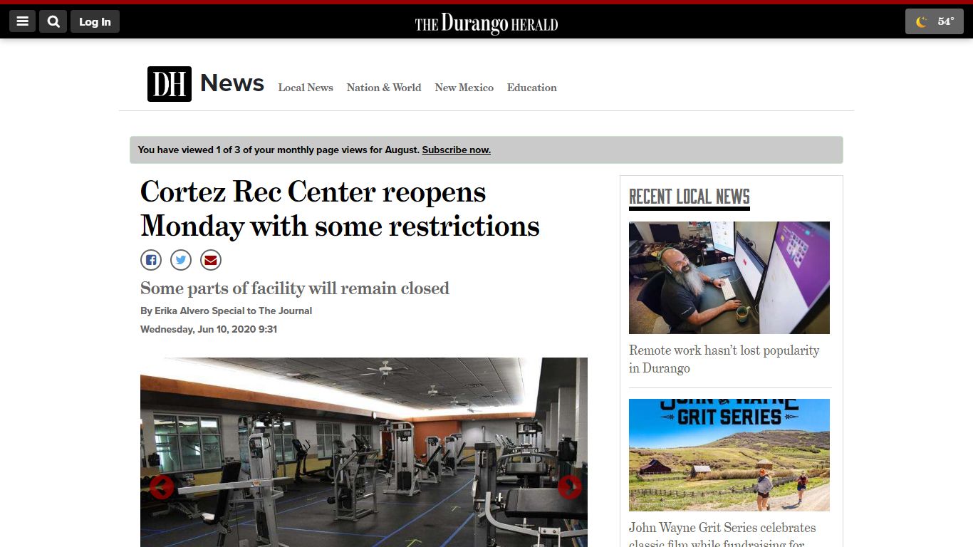 Cortez Rec Center reopens Monday with some restrictions